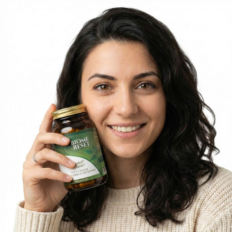 Happy customer holding capsule